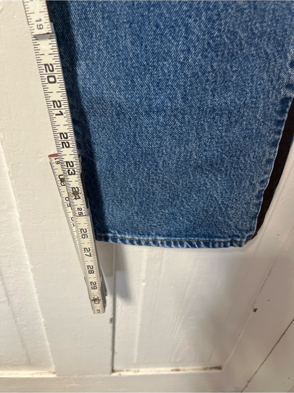 J Crew Petite Mid Rise Relaxed Straight Denim Jean with suede stripe size 24 - Picture 11 of 12